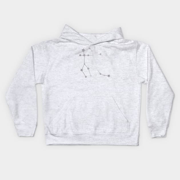 Gemini Zodiac Constellation in Silver Kids Hoodie by Kelly Gigi